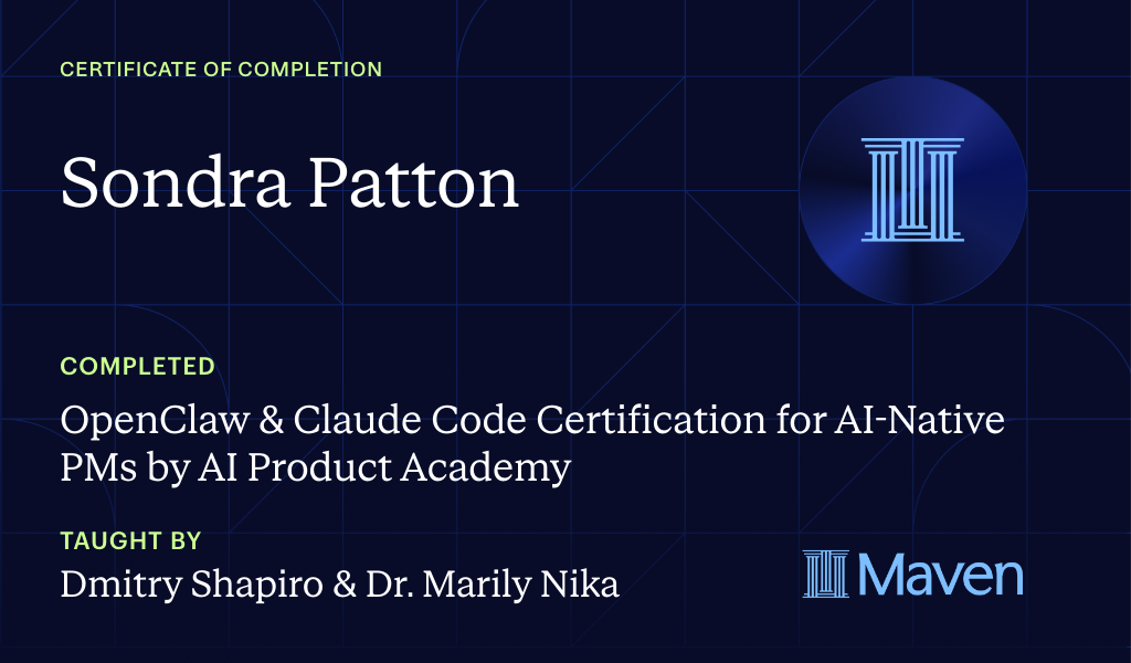 Certificate for OpenClaw & Claude Code Certification for AI-Native PMs by AI Product Academy
