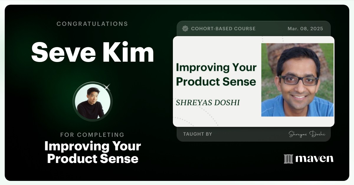 Certificate of Completion for World-class Product Sense in Practice