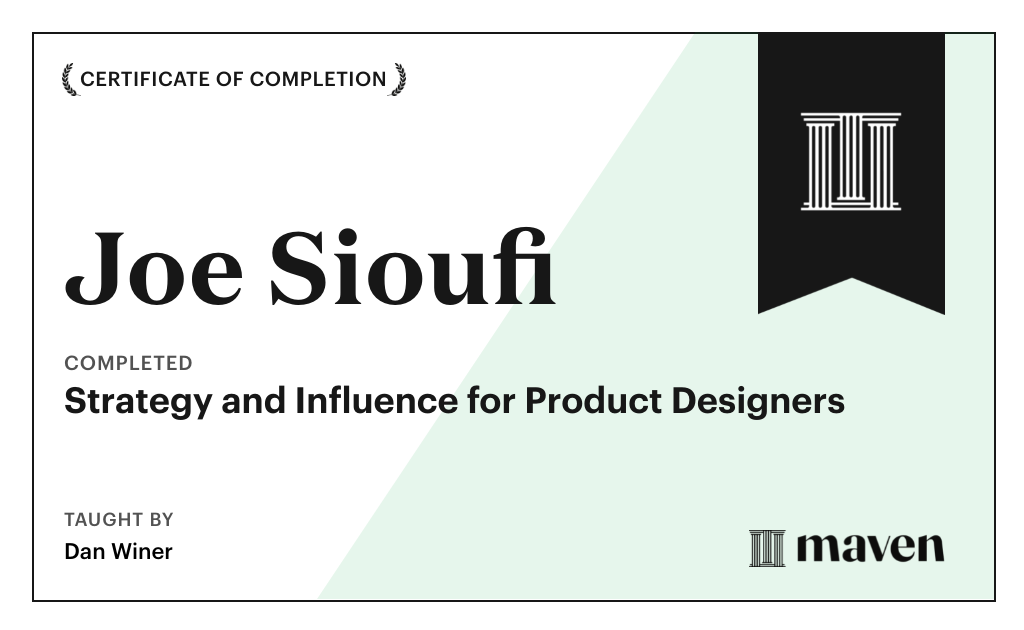 Certificate for Strategy and Influence for Product Designers