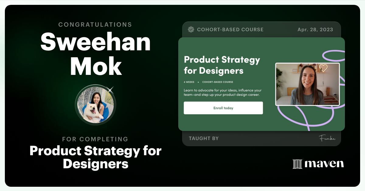 Certificate of Completion for Product Strategy for Designers
