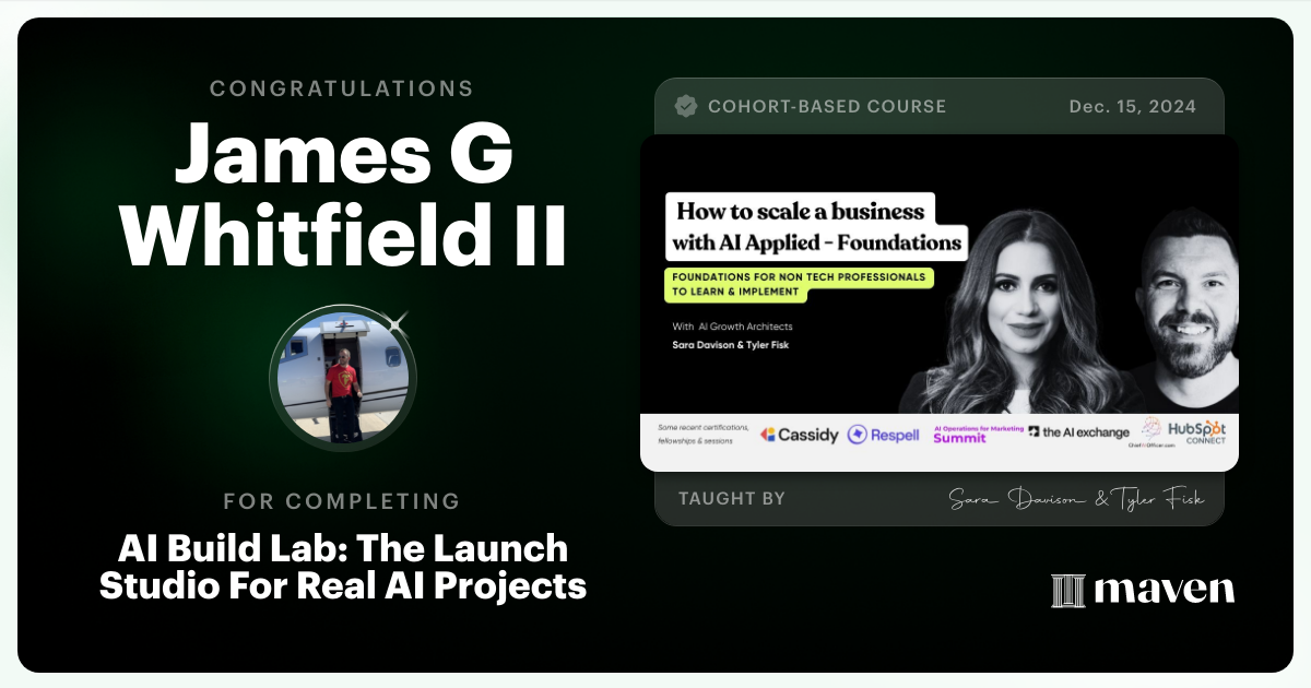 Certificate of Completion for Master Market-Ready Agentic AI Workflows: Step-by-Step, No Code Required