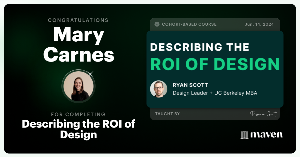 Certificate of Completion for Describing the ROI of Design
