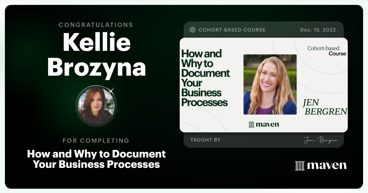 Certificate of Completion for How to Document Your Business Processes