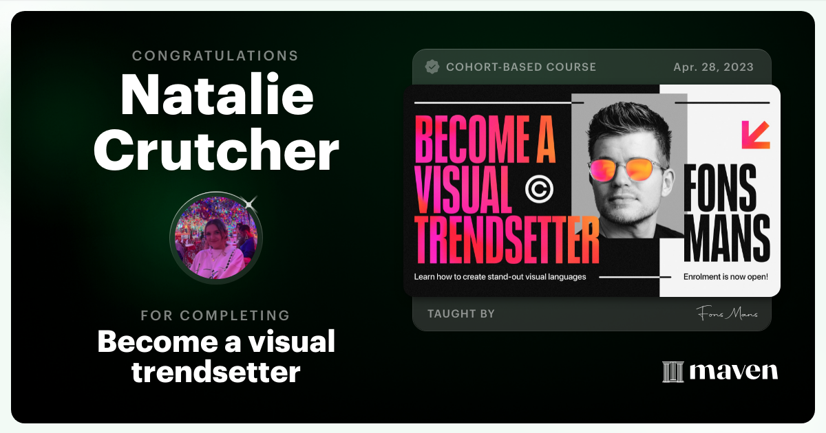 Certificate of Completion for Become a Visual Trendsetter