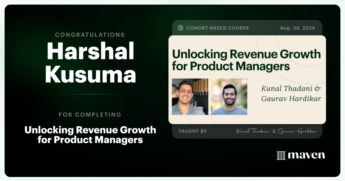 Certificate of Completion for The PM's Playbook to Revenue Growth