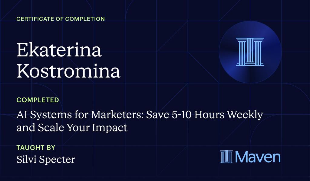 Certificate for AI Systems for Marketers: Save 5-10 Hours Every Week