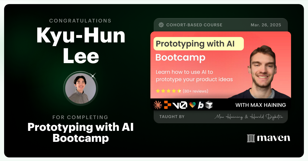 Certificate of Completion for Vibe Coding Bootcamp