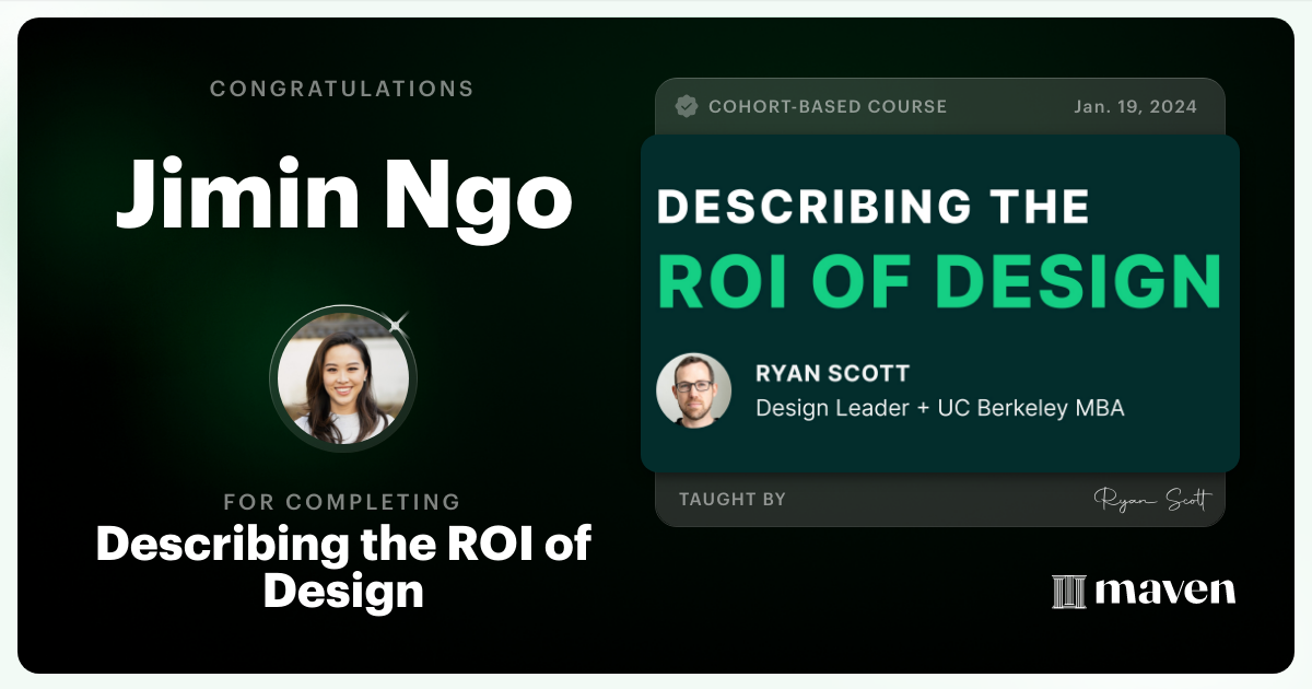 Certificate of Completion for Describing the ROI of Design