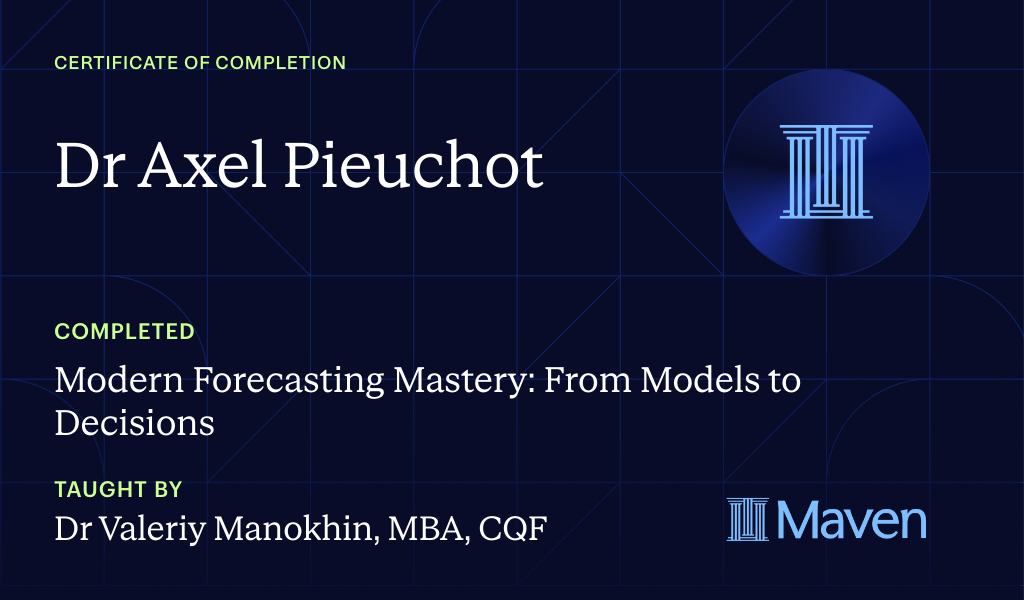 Certificate for Modern Forecasting Mastery: From Models to Decisions