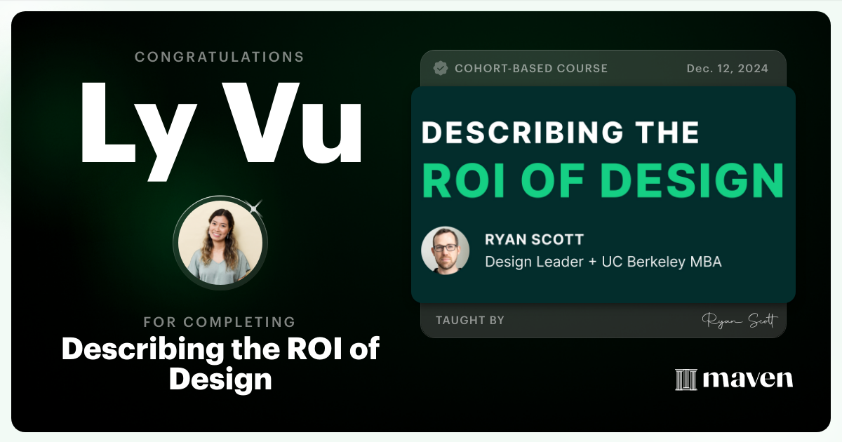 Certificate of Completion for Describing the ROI of Design