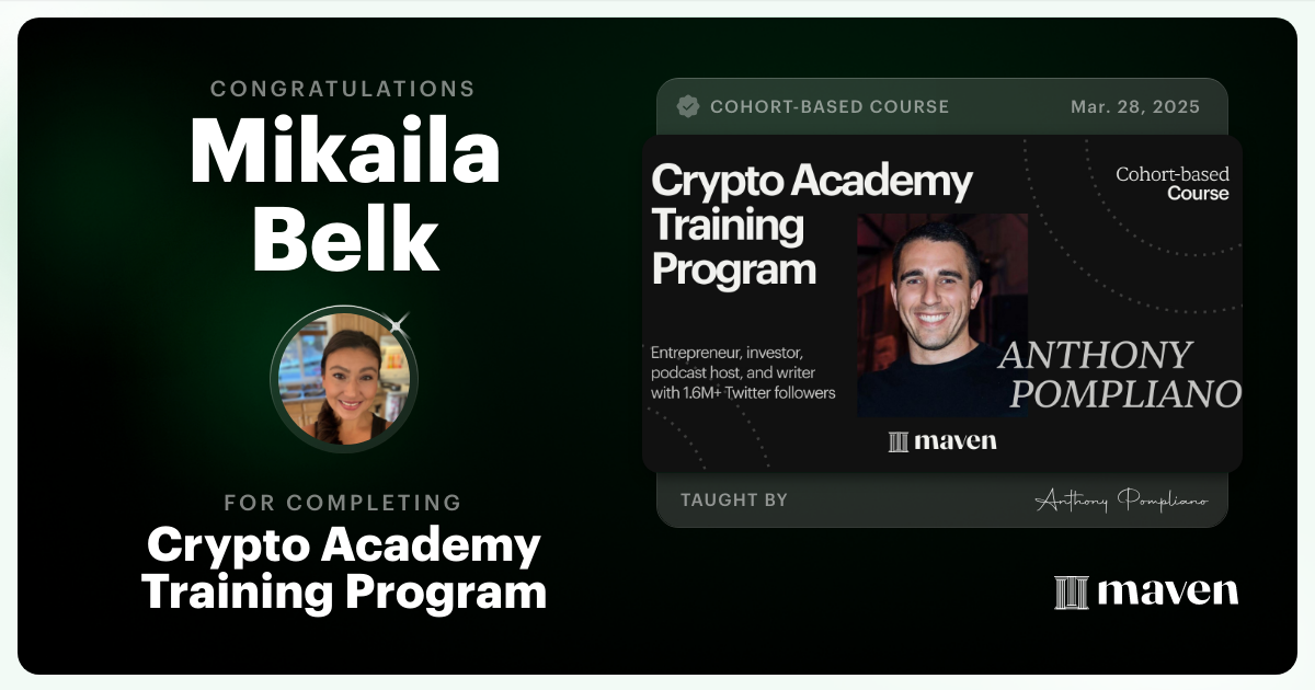 Certificate of Completion for Crypto Academy Training Program