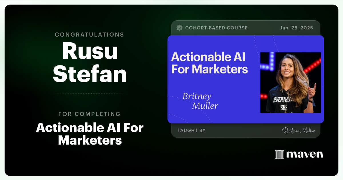 Certificate of Completion for Actionable AI For Marketers