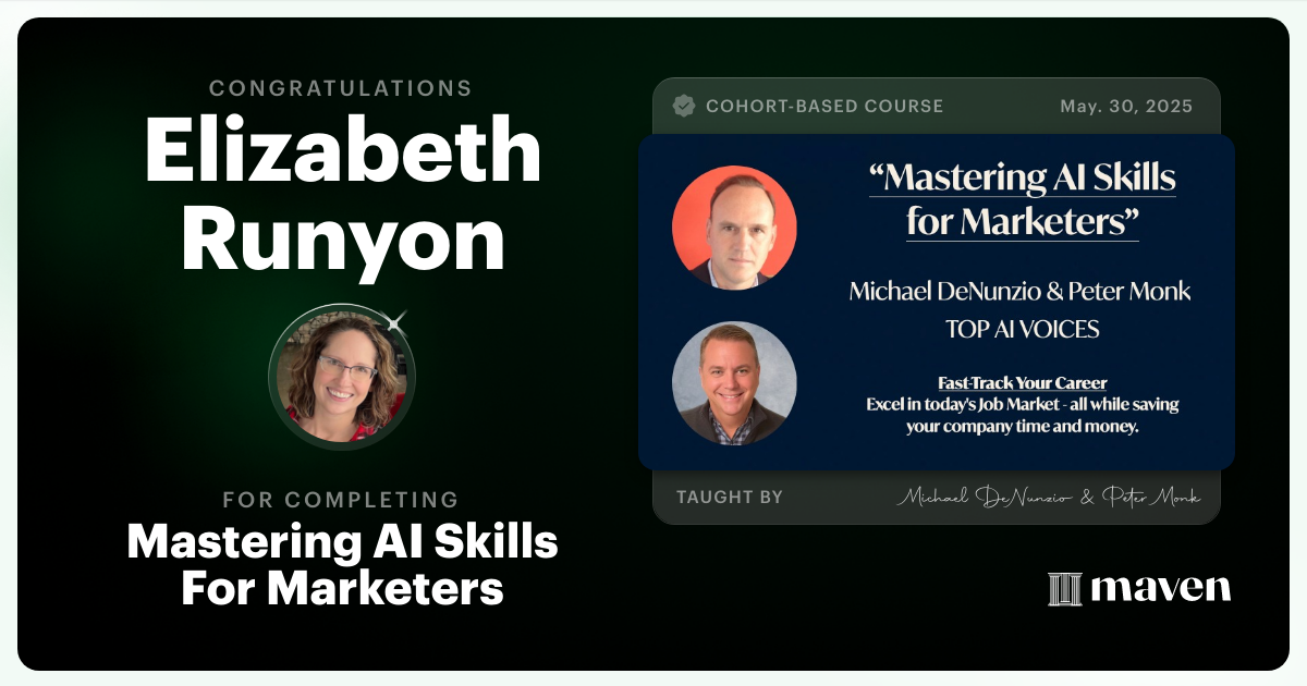 Certificate of Completion for Mastering AI Skills For Marketers