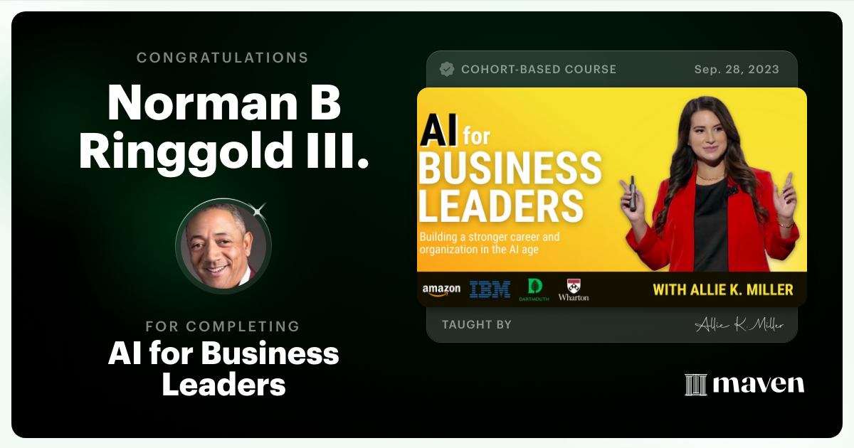 Certificate of Completion for AI for Business Leaders