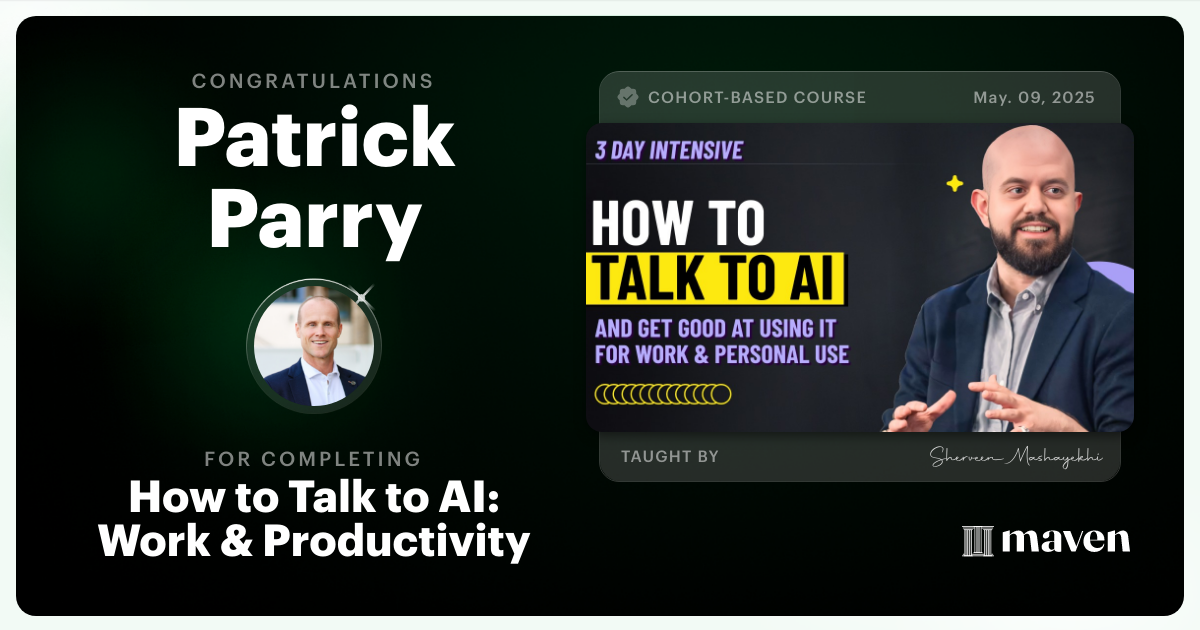 Certificate of Completion for AI Fluency Bootcamp