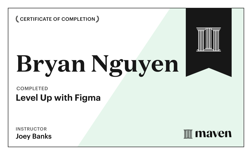 Certificate for Level Up with Figma