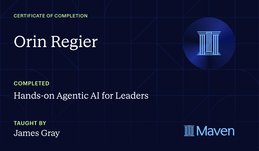 Certificate for Hands-on Agentic AI for Leaders
