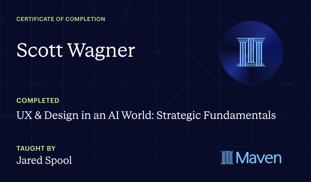 Certificate for UX & Design for Today's AI Functionality