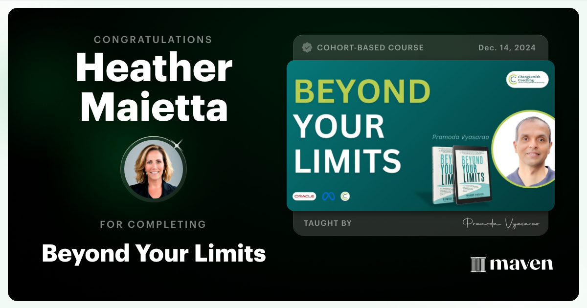 Certificate of Completion for Beyond Your Limits