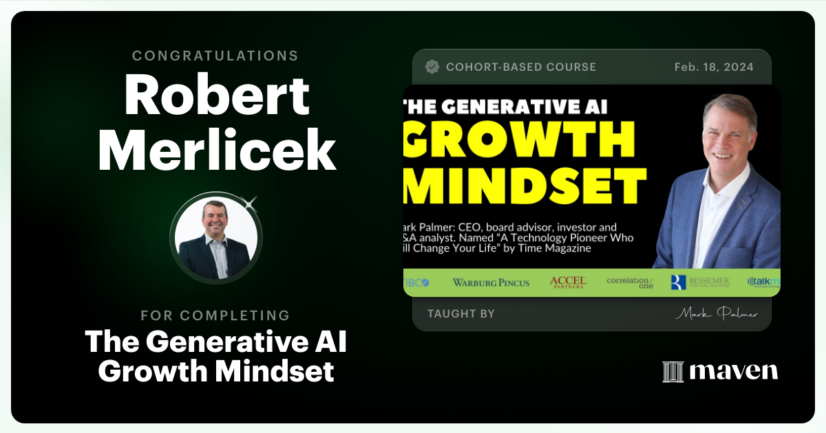 Certificate of Completion for The Generative AI Growth Mindset