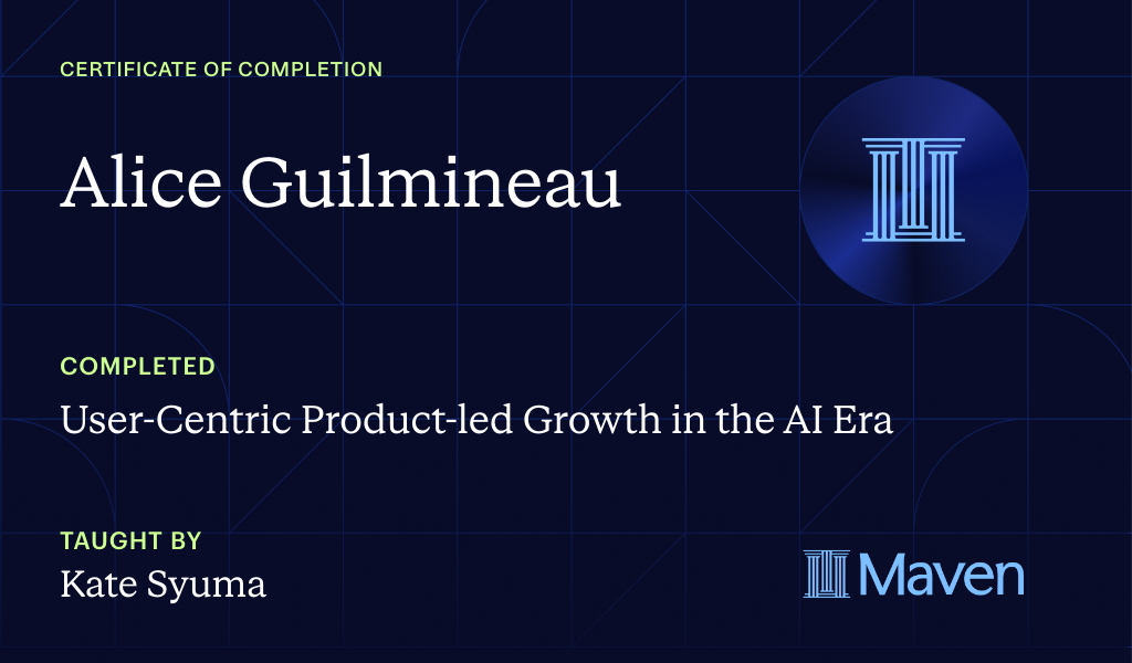 Certificate for User-Centric Product-led Growth in the AI Era