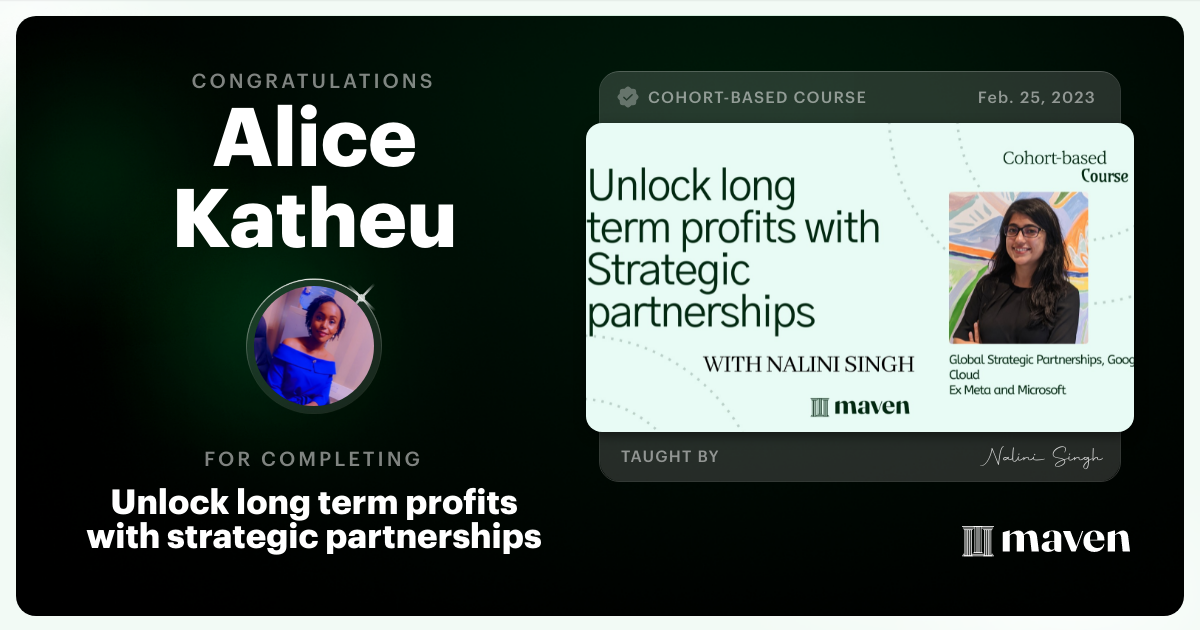 Certificate of Completion for Unlock long term success with strategic partnerships