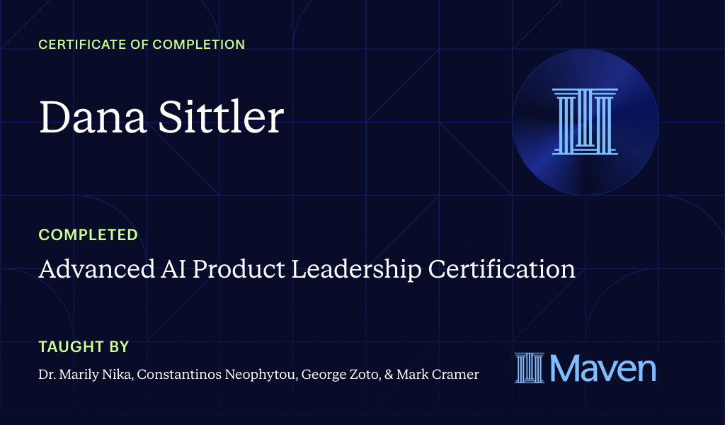 Certificate for Advanced AI Product Leadership Certification