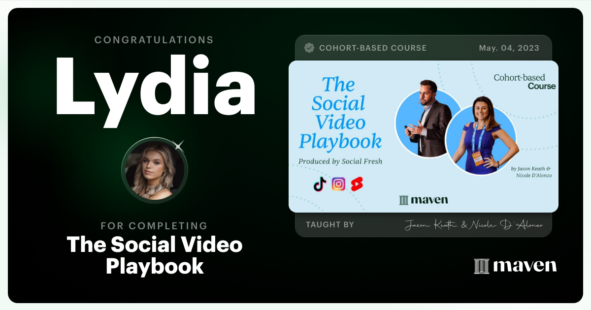 Certificate of Completion for TikTok Marketing Course for Business