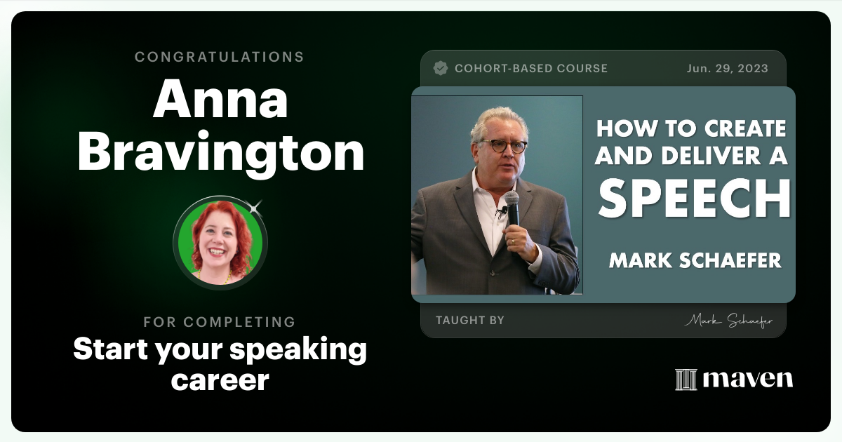 Certificate of Completion for Start your speaking career