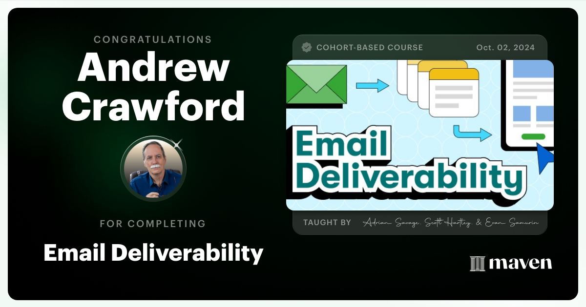 Certificate of Completion for Email Deliverability
