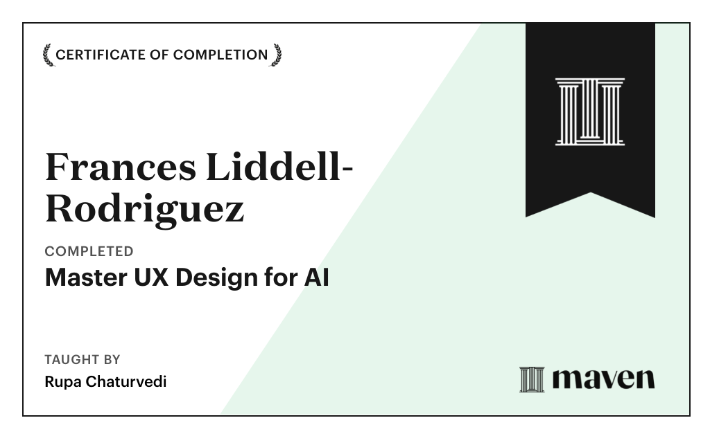 Certificate for Master UX Design for AI