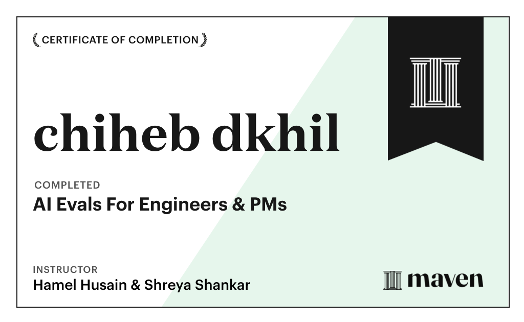 Certificate for AI Evals For Engineers & PMs