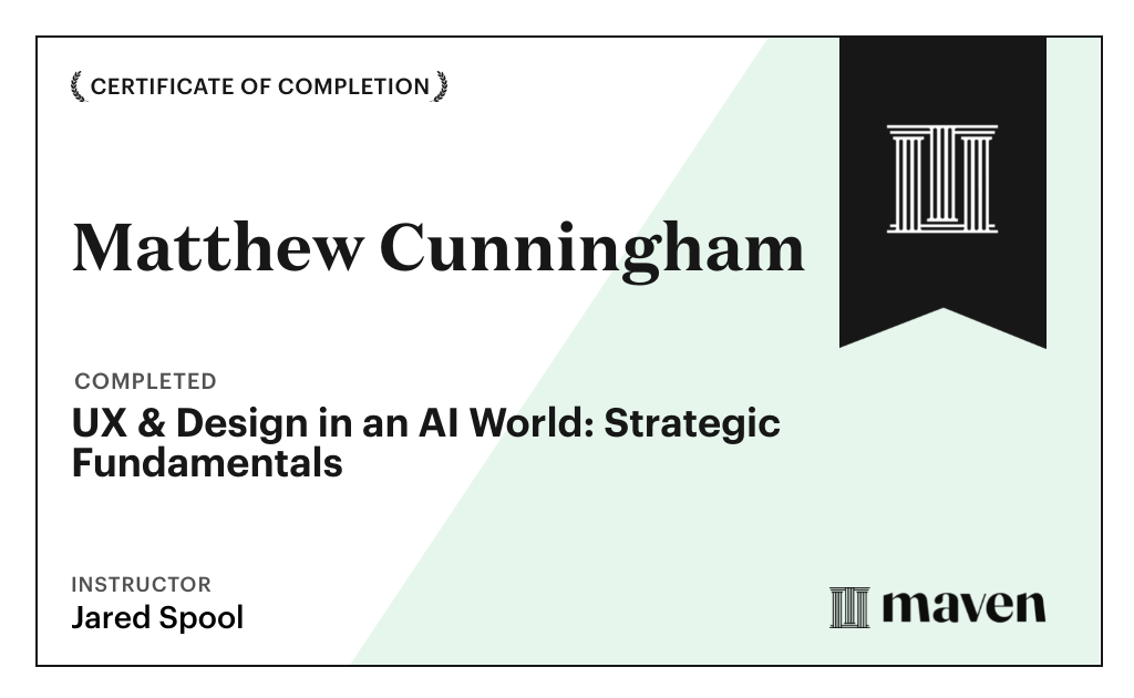 Certificate for UX & Design for Today's AI Functionality