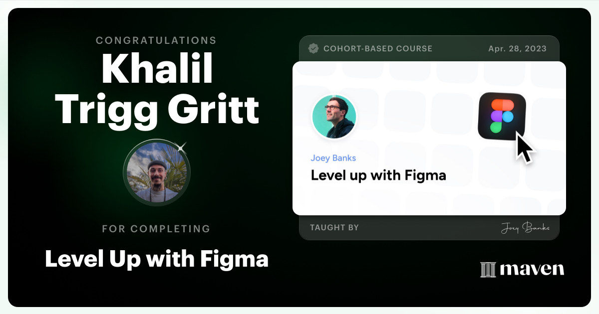 Certificate of Completion for Level Up with Figma
