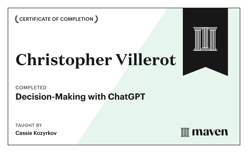 Certificate for Decision-Making with ChatGPT
