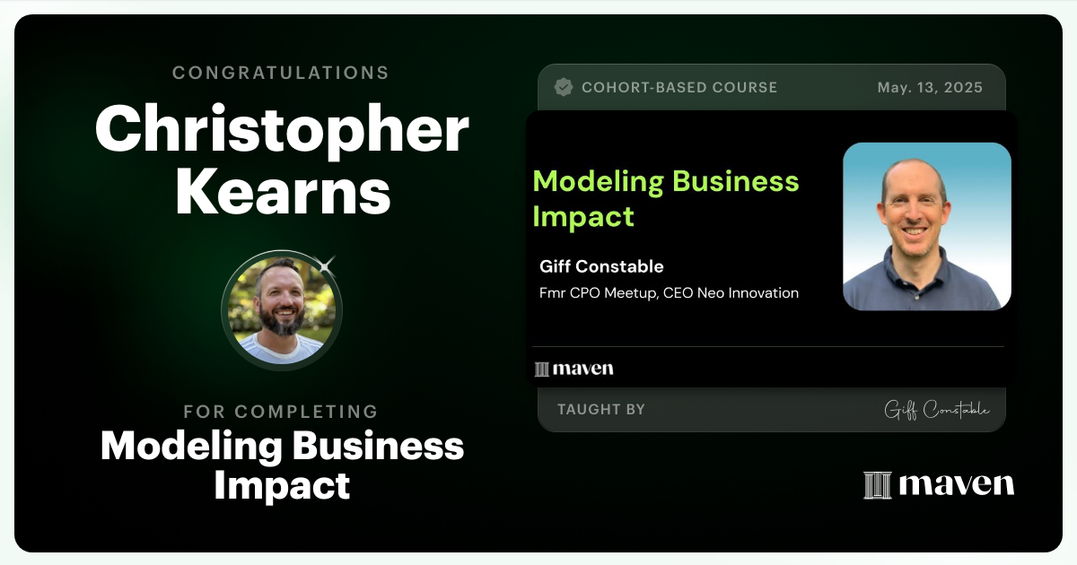 Certificate of Completion for Modeling Business Impact