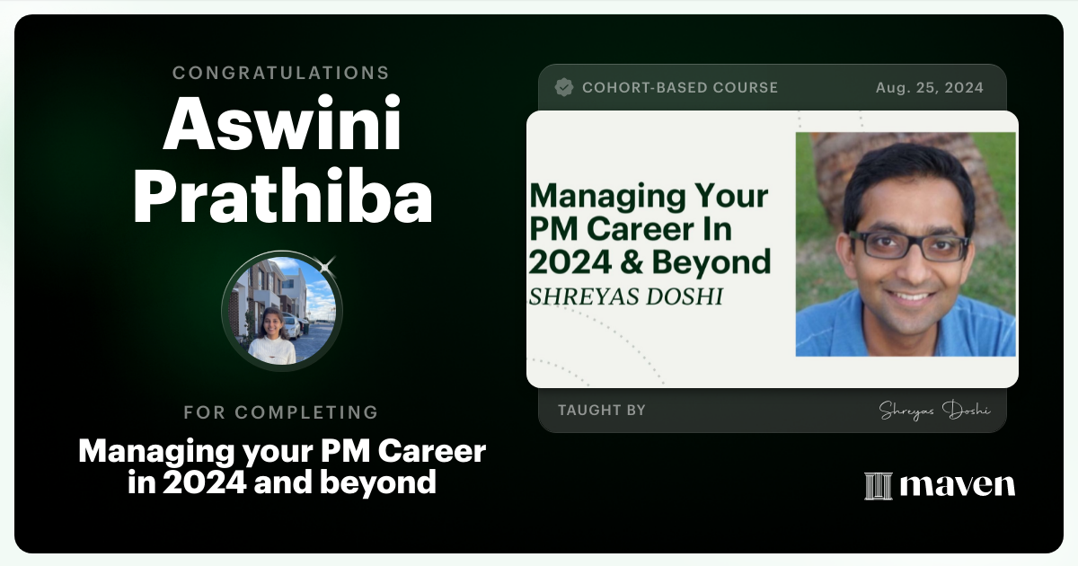 Certificate of Completion for Managing your PM Career in 2025 and beyond