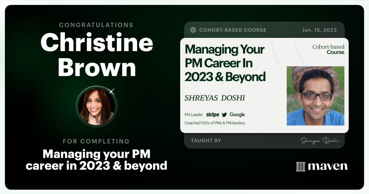 Certificate of Completion for Managing your PM Career in 2025 and beyond