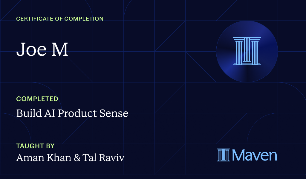 Certificate for Build AI Product Sense