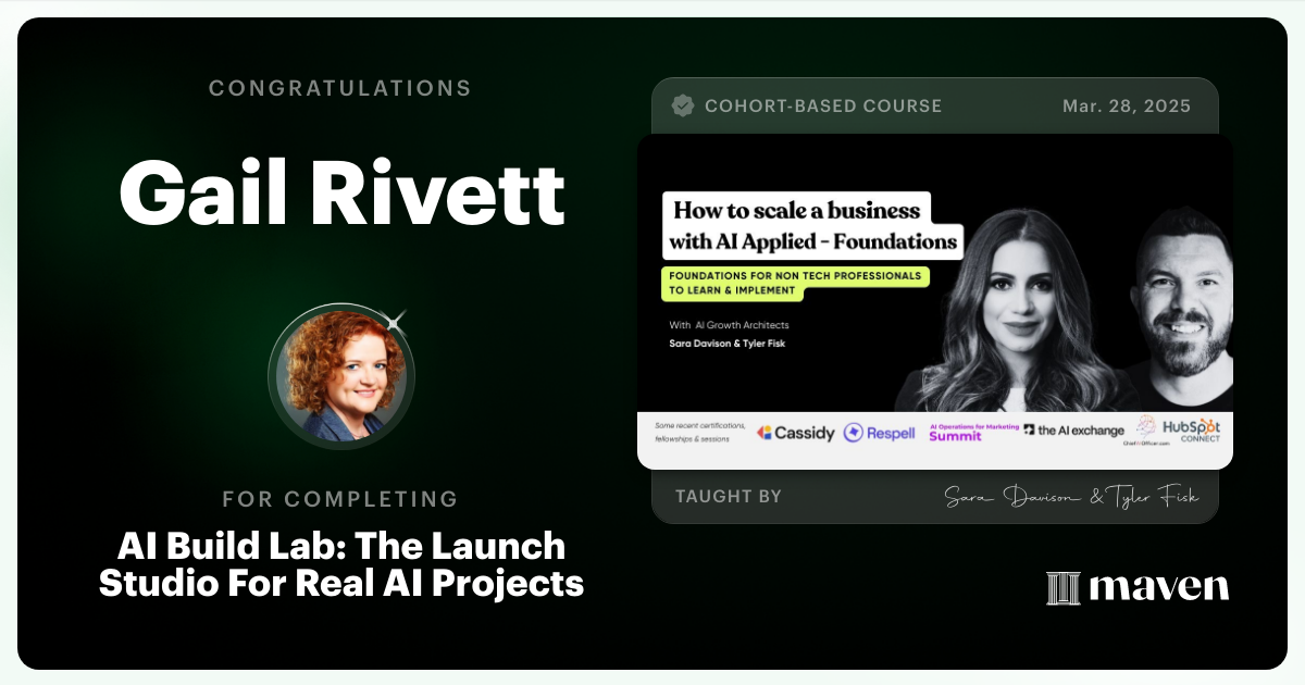 Certificate of Completion for Master Market-Ready Agentic AI Workflows: Step-by-Step, No Code Required