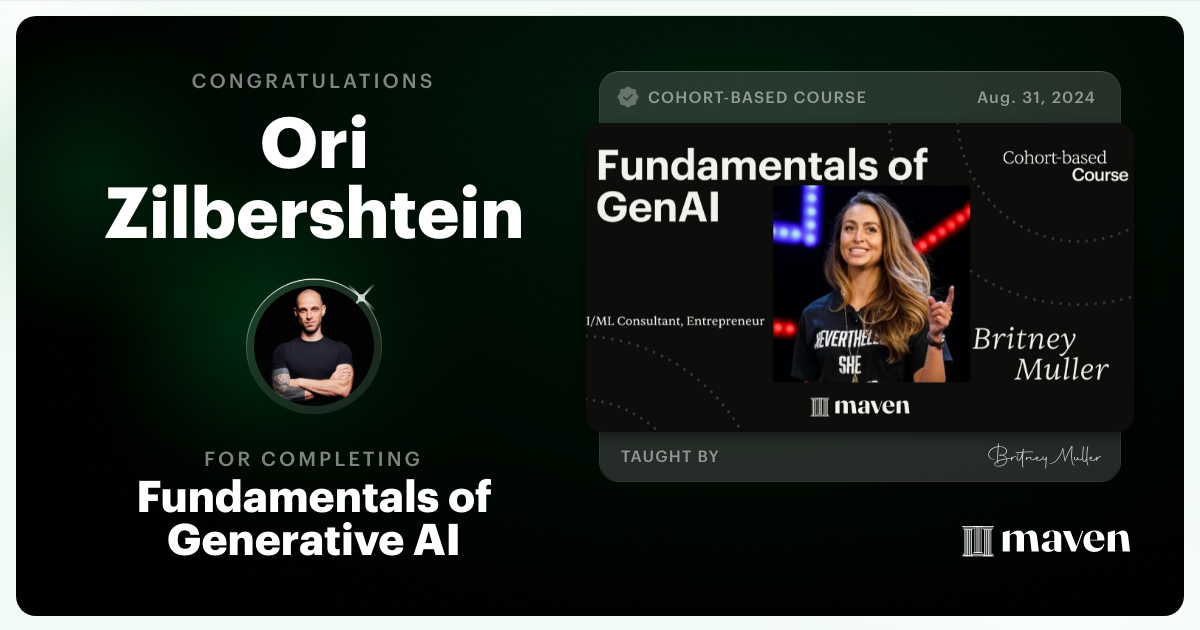 Certificate of Completion for Fundamentals of Generative AI