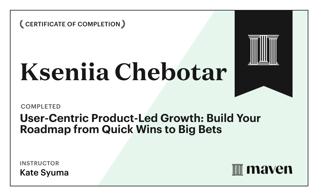 Certificate for User-Centric Product-led Growth in the AI Era