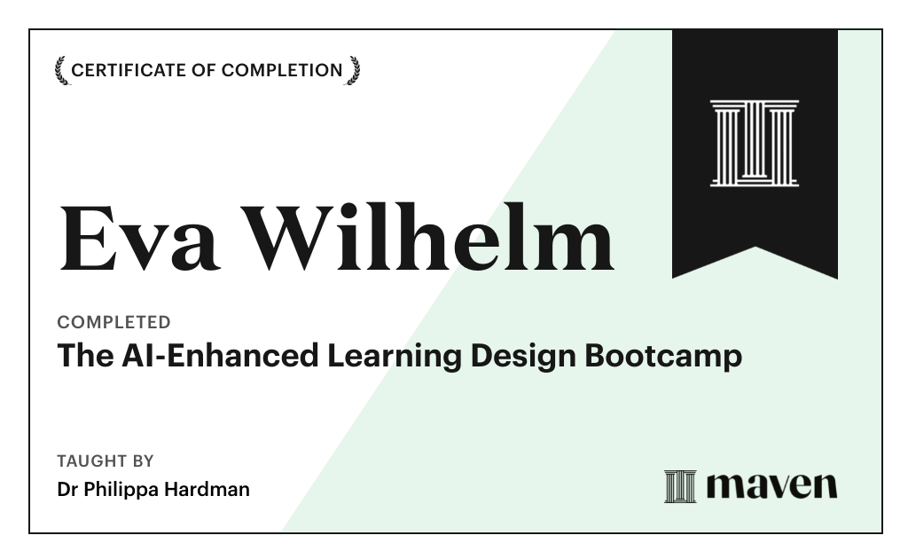 Certificate for The AI Bootcamp for L&D