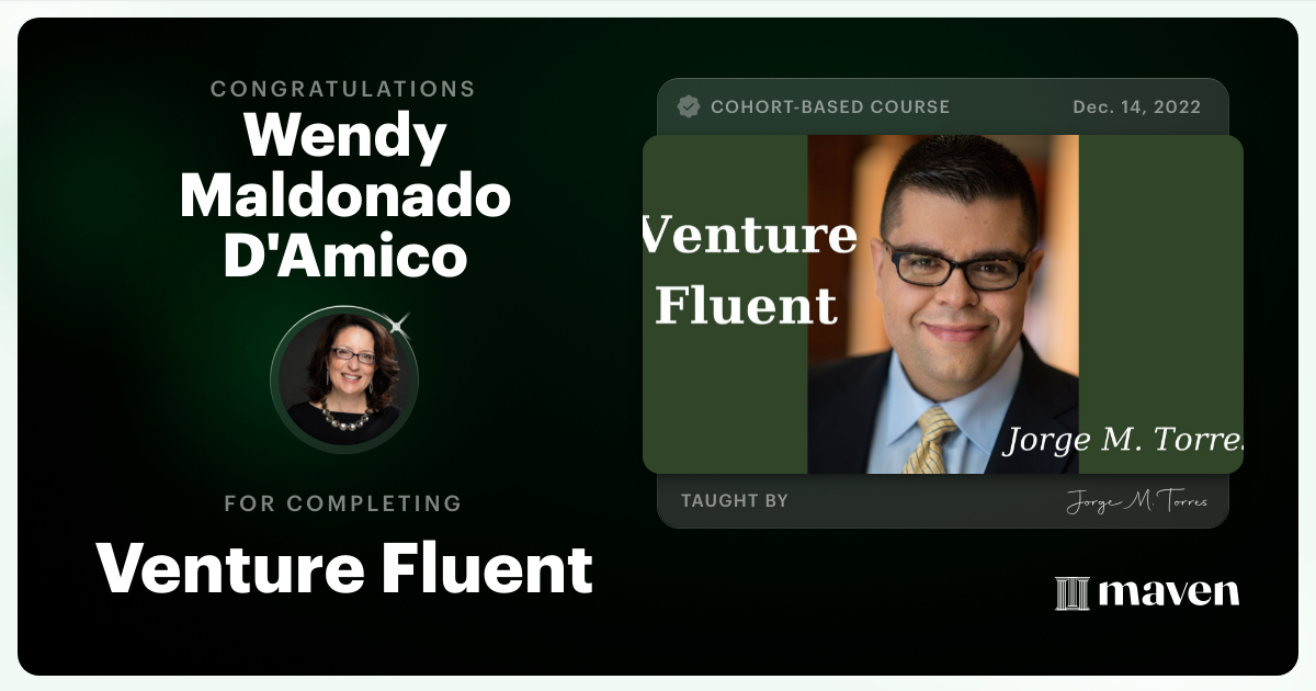 Certificate of Completion for Venture Fluent