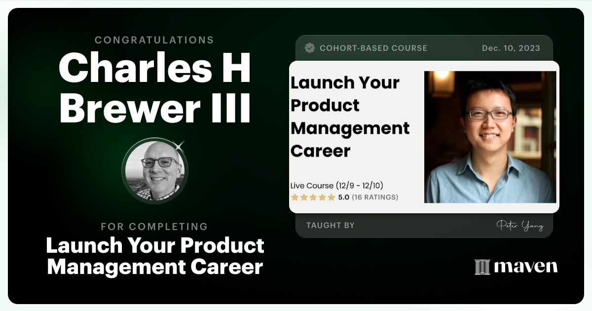 Certificate of Completion for Launch Your Product Management Career