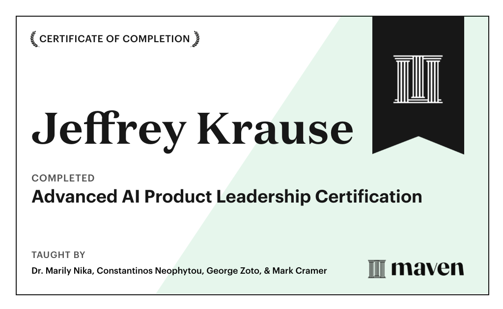 Certificate for Advanced AI Product Leadership Certification