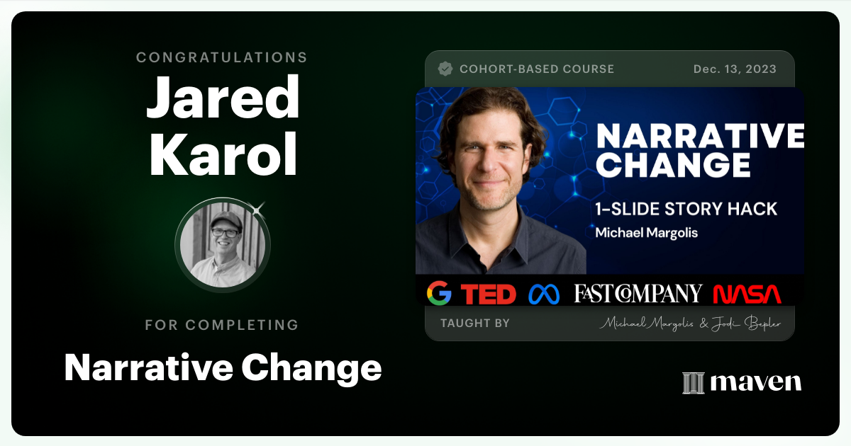 Certificate of Completion for Narrative Change