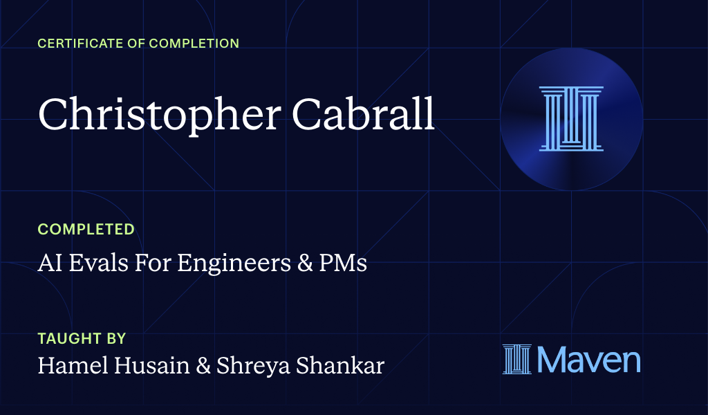 Certificate for AI Evals For Engineers & PMs