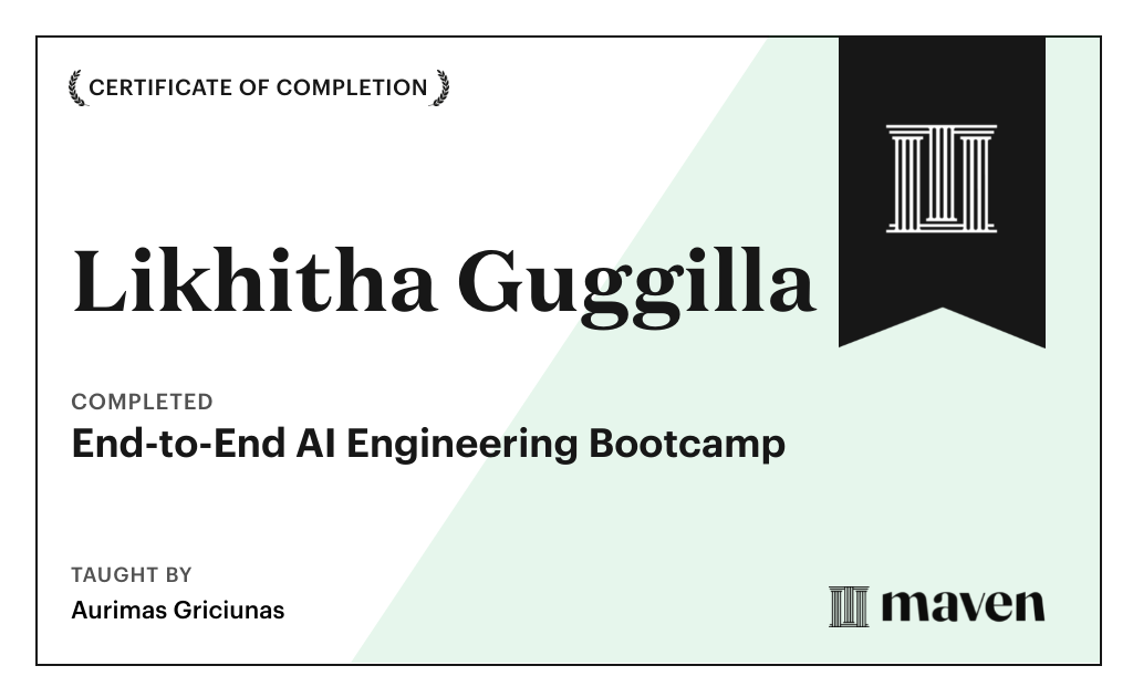 Certificate for End-to-End AI Engineering Bootcamp
