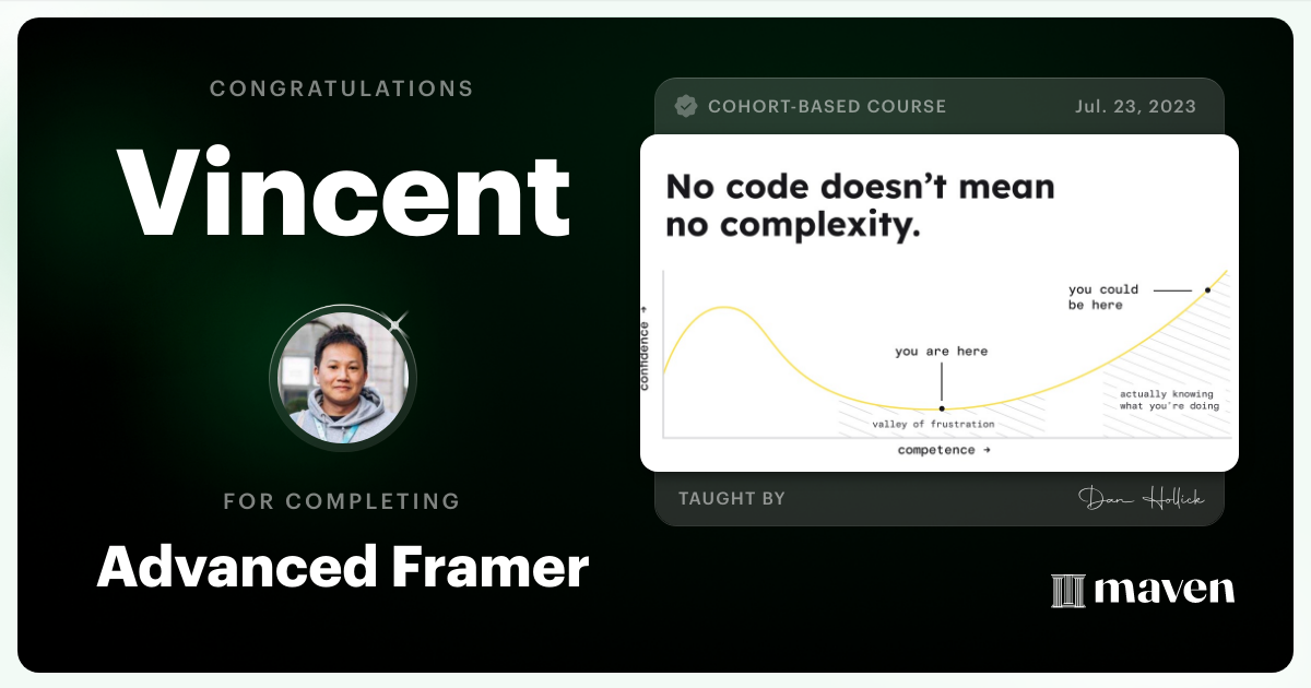 Certificate of Completion for Advanced Framer